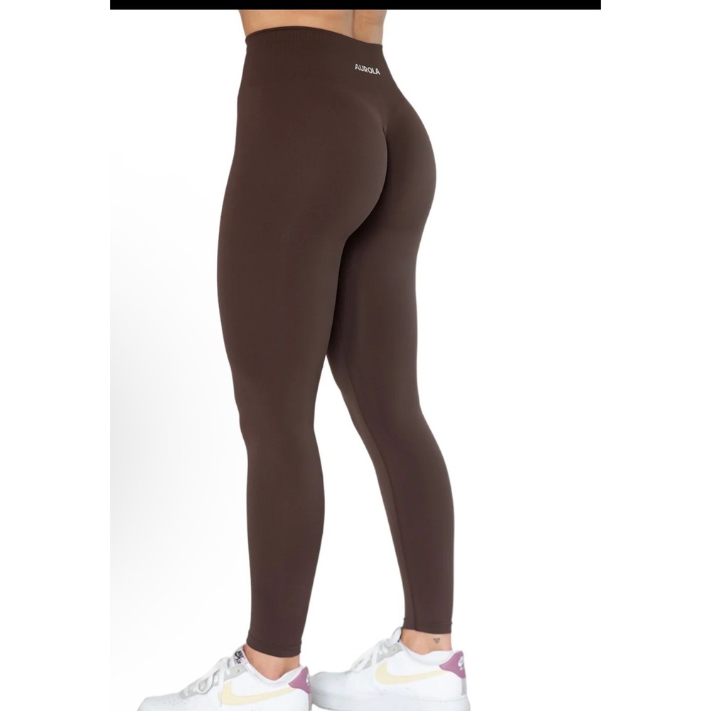 AUROLA Dream Seamless Leggings XS Brown Scrunch Butt High Waist Gym Workout